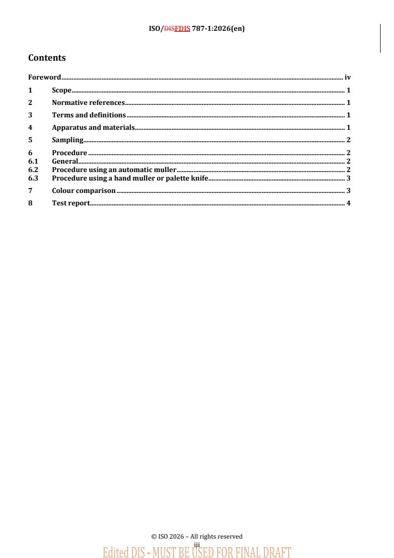 ISO/FDIS 787-1 REDLINE ISO/FDIS 787-1 - General methods of test for pigments and extenders — Part 1: Comparison of colour of pigments - Page 3 preview