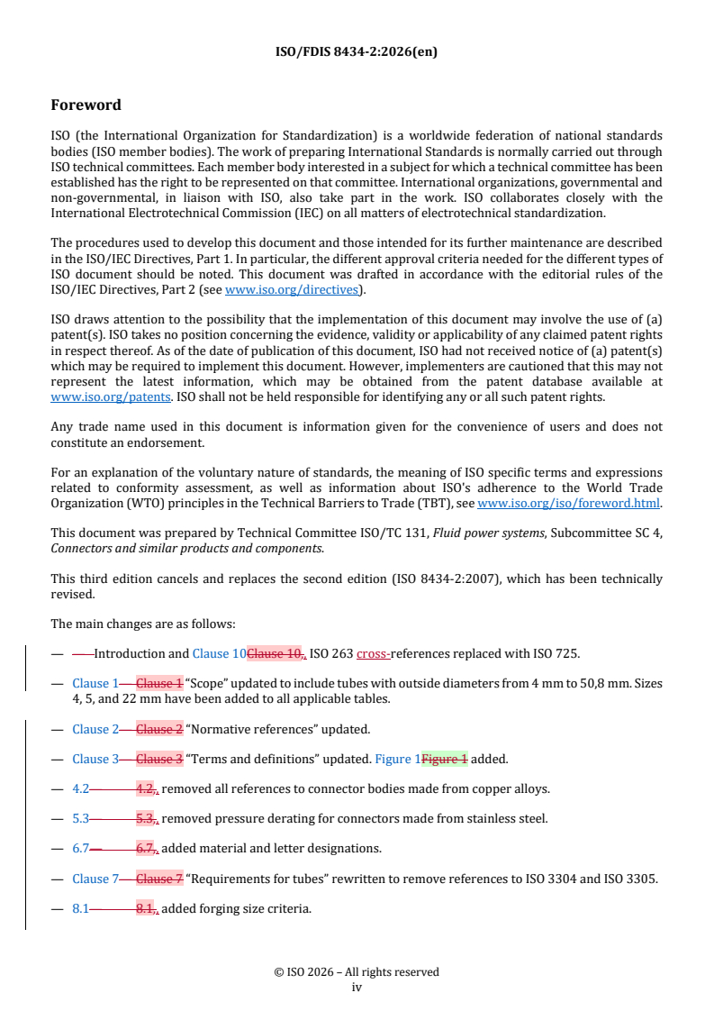 ISO/FDIS 8434-2 REDLINE ISO/FDIS 8434-2 - Metallic tube connections for fluid power and general use — Part 2: 37 degree flared connectors - Page 4 preview