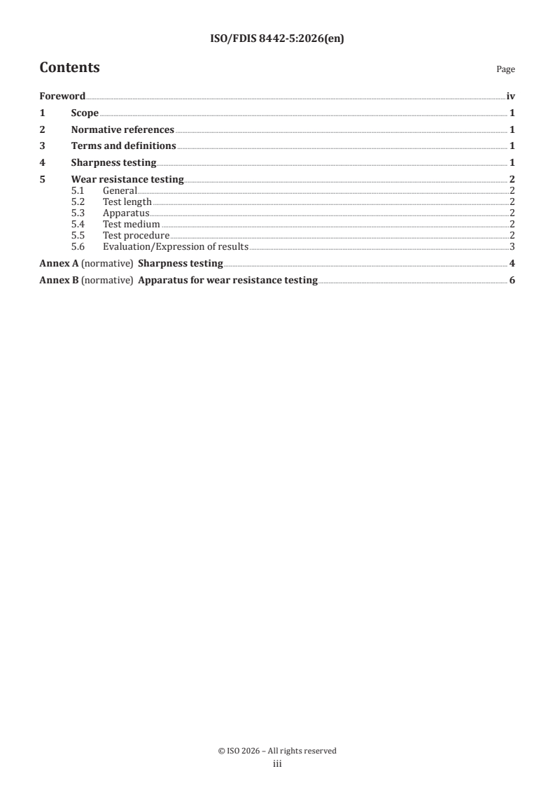 ISO/FDIS 8442-5 ISO/FDIS 8442-5 - Materials and articles in contact with foodstuffs — Cutlery and table holloware — Part 5: Specification for sharpness and cutting wear resistance test of cutlery - Page 3 preview