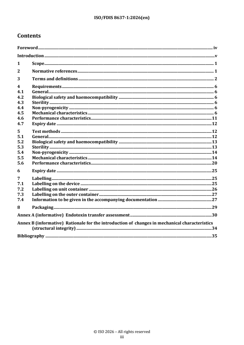 ISO/FDIS 8637-1 REDLINE ISO/FDIS 8637-1 - Extracorporeal systems for blood purification — Part 1: Haemodialysers, haemodiafilters, haemofilters and haemoconcentrators - Page 3 preview