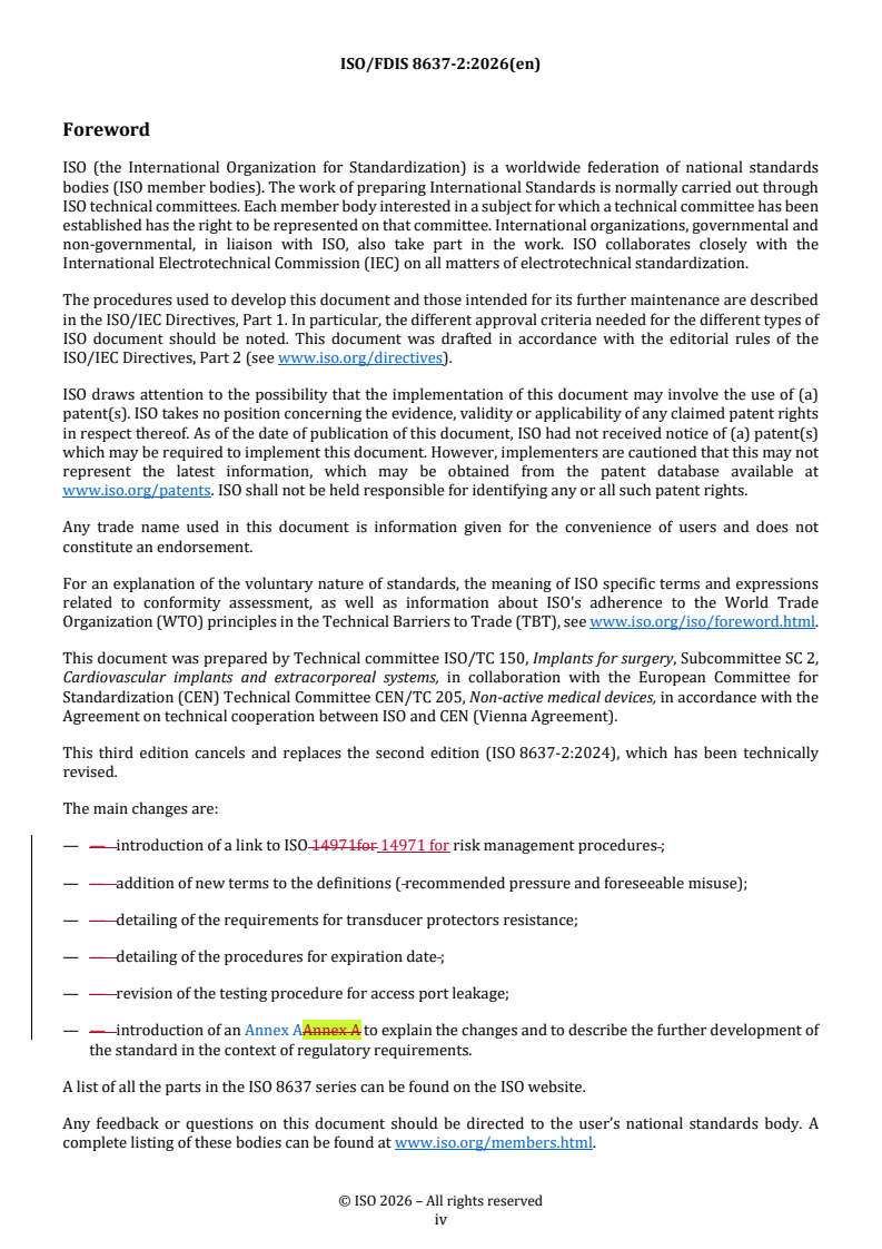 ISO/FDIS 8637-2 REDLINE ISO/FDIS 8637-2 - Extracorporeal systems for blood purification — Part 2: Extracorporeal blood and fluid circuits for haemodialysers, haemodiafilters, haemofilters and haemoconcentrators - Page 4 preview