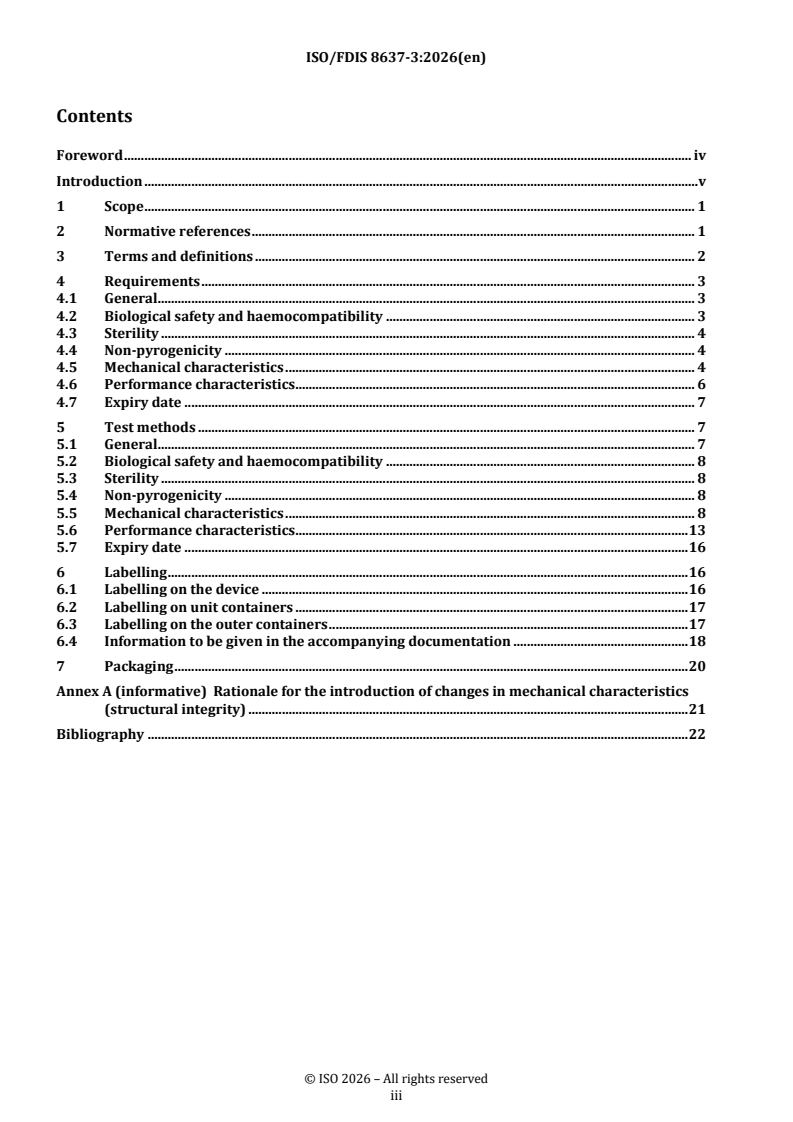 ISO/FDIS 8637-3 REDLINE ISO/FDIS 8637-3 - Extracorporeal systems for blood purification — Part 3: Plasmafilters - Page 3 preview