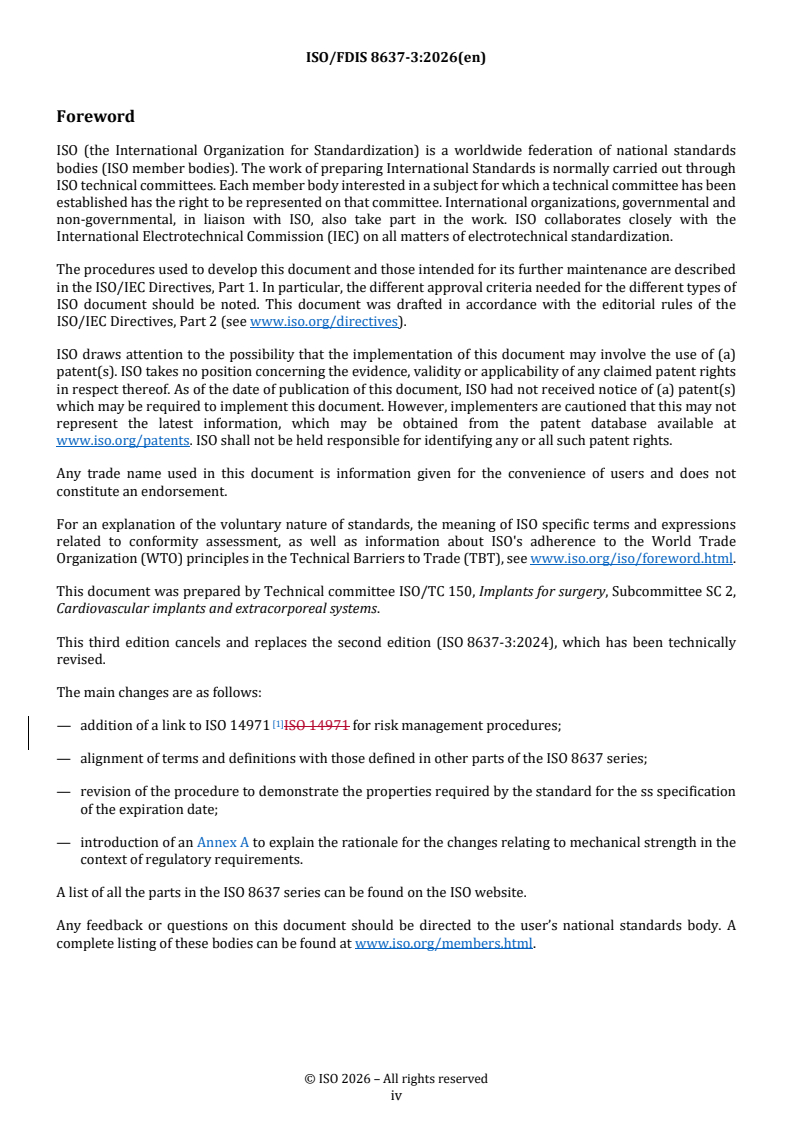 ISO/FDIS 8637-3 REDLINE ISO/FDIS 8637-3 - Extracorporeal systems for blood purification — Part 3: Plasmafilters - Page 4 preview