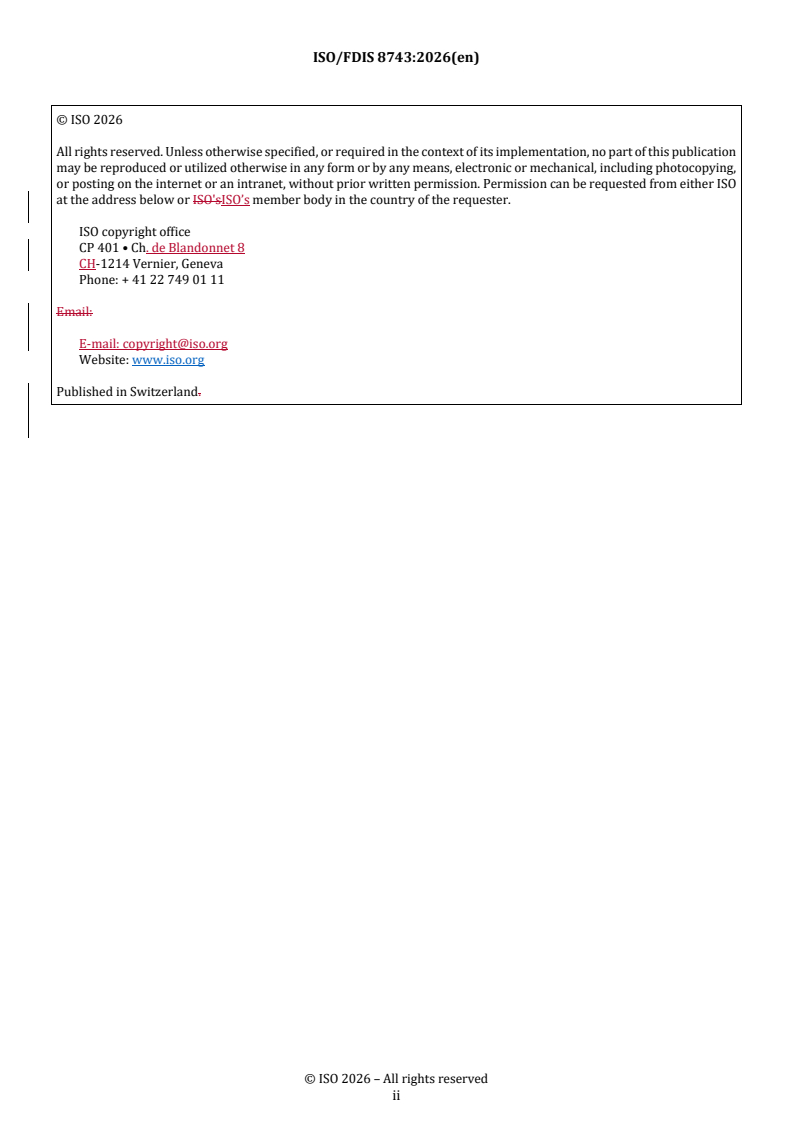 ISO 8743 REDLINE ISO/FDIS 8743 - Fasteners — Grooved pins — Half-length centre grooved/10/2026 - Page 2 preview