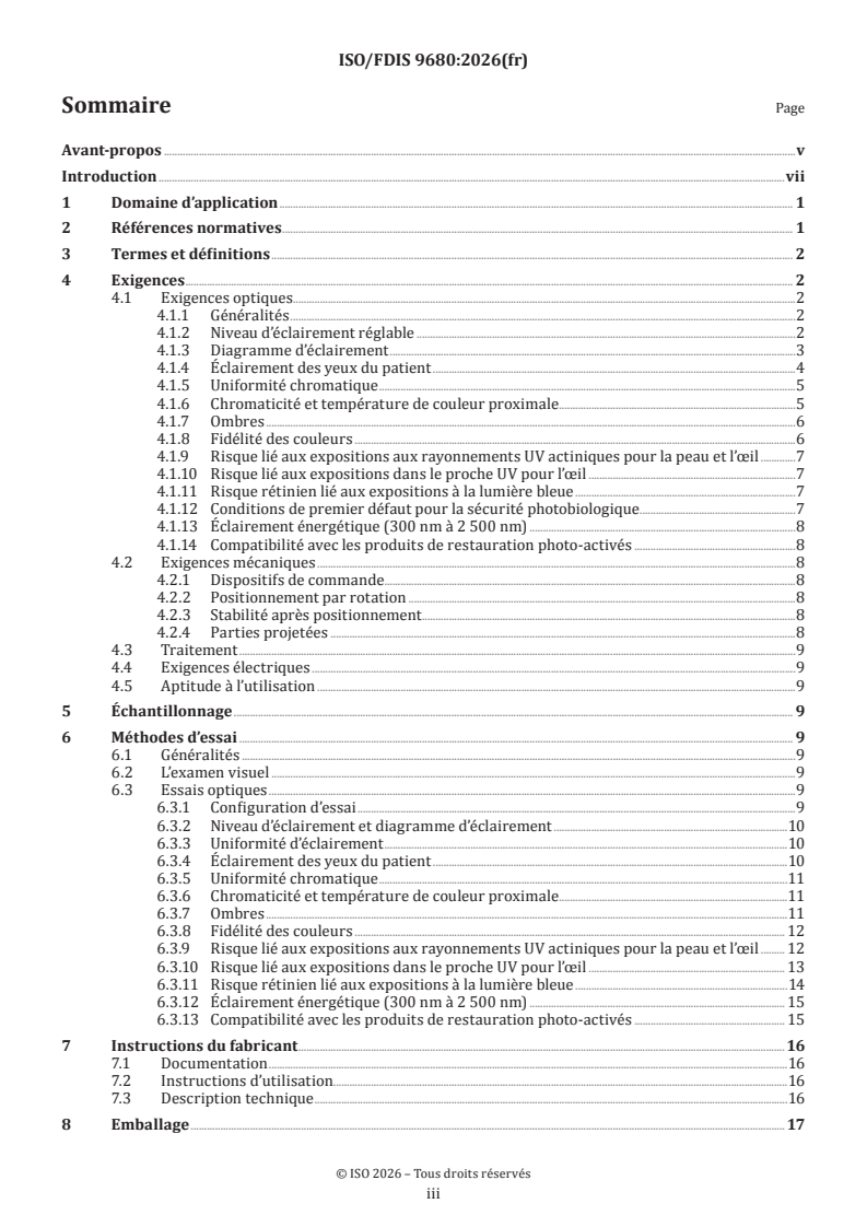 ISO/FDIS 9680 ISO/FDIS 9680 - Médecine bucco-dentaire — Luminaires opératoires - Page 3 preview