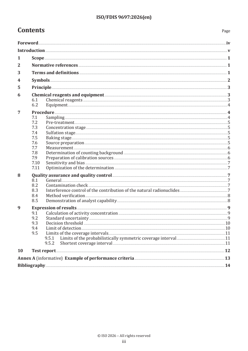 ISO/FDIS 9697 ISO/FDIS 9697 - Water quality — Gross beta activity — Test method using thick source - Page 3 preview