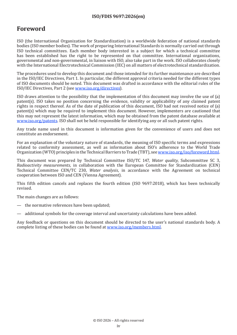 ISO/FDIS 9697 ISO/FDIS 9697 - Water quality — Gross beta activity — Test method using thick source - Page 4 preview