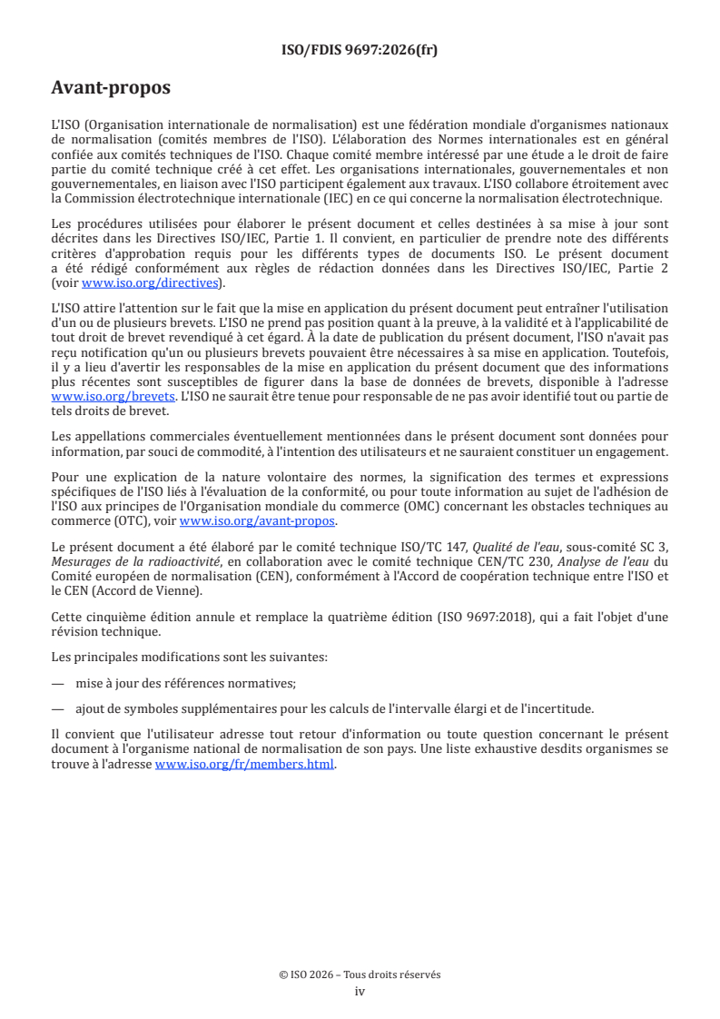 ISO/FDIS 9697 ISO/FDIS 9697 - Qualité de l'eau — Activité bêta globale — Méthode d'essai par source épaisse - Page 4 preview