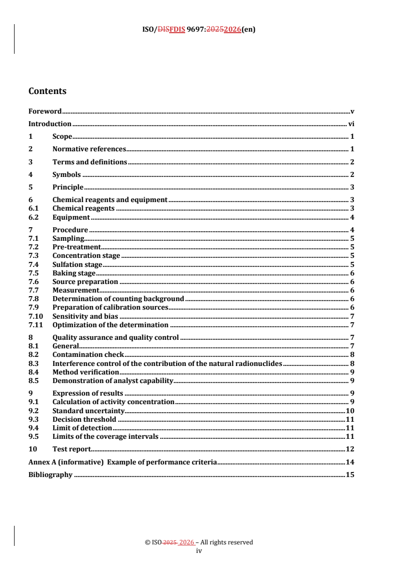 ISO/FDIS 9697 REDLINE ISO/FDIS 9697 - Water quality — Gross beta activity — Test method using thick source - Page 4 preview