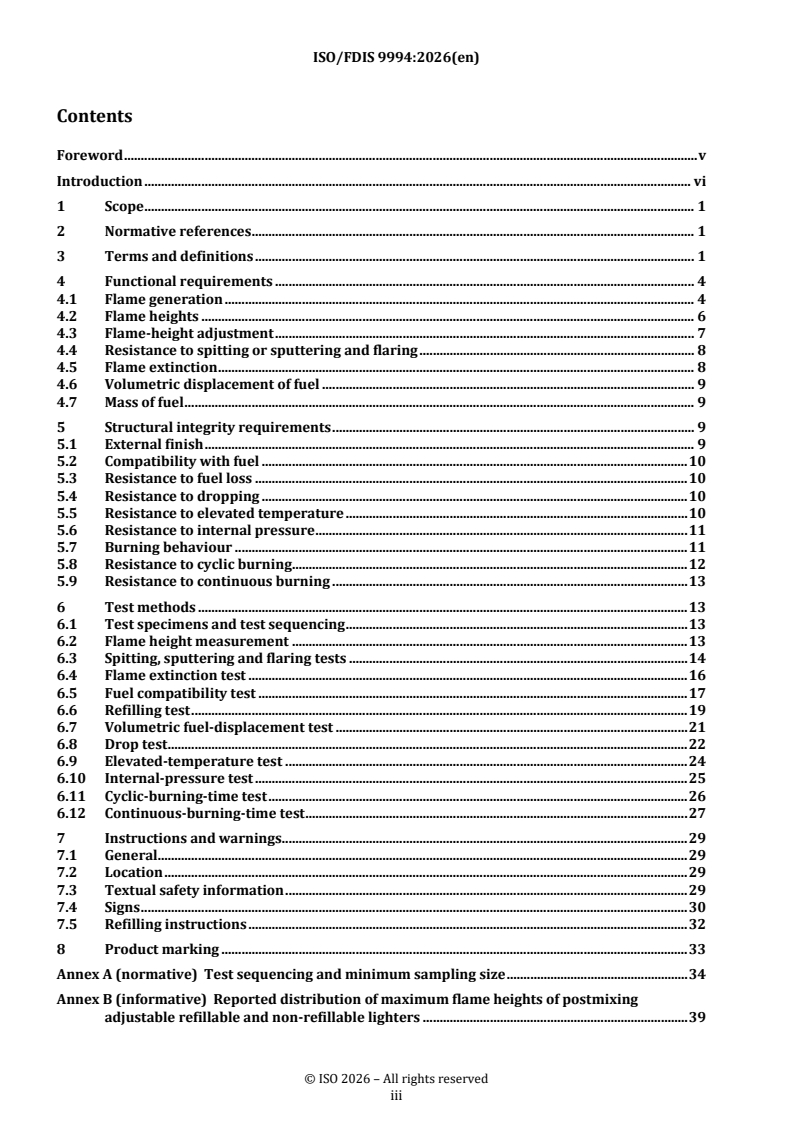 ISO/FDIS 9994 REDLINE ISO/FDIS 9994 - Lighters — Safety specifications - Page 3 preview