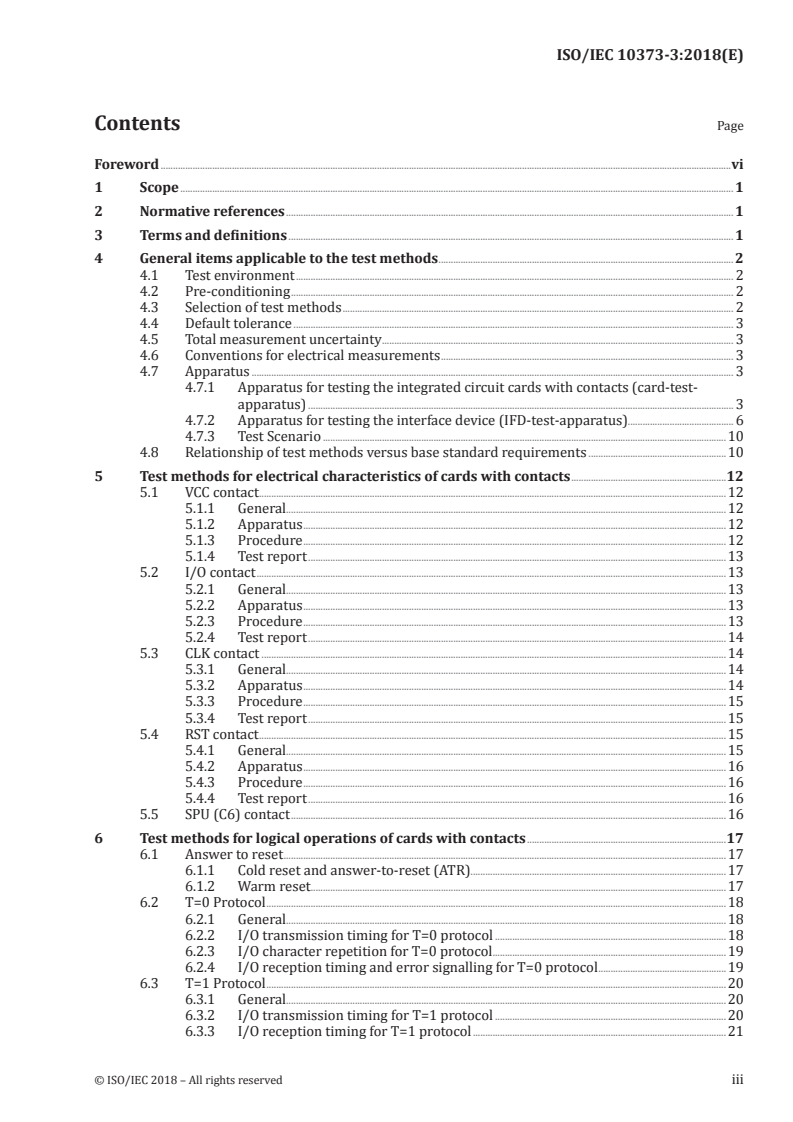 ISO/IEC 10373-3:2018 ISO/IEC 10373-3:2018 - Identification cards — Test methods — Part 3: Integrated circuit cards with contacts and related interface devices/16/2018 - Page 3 preview