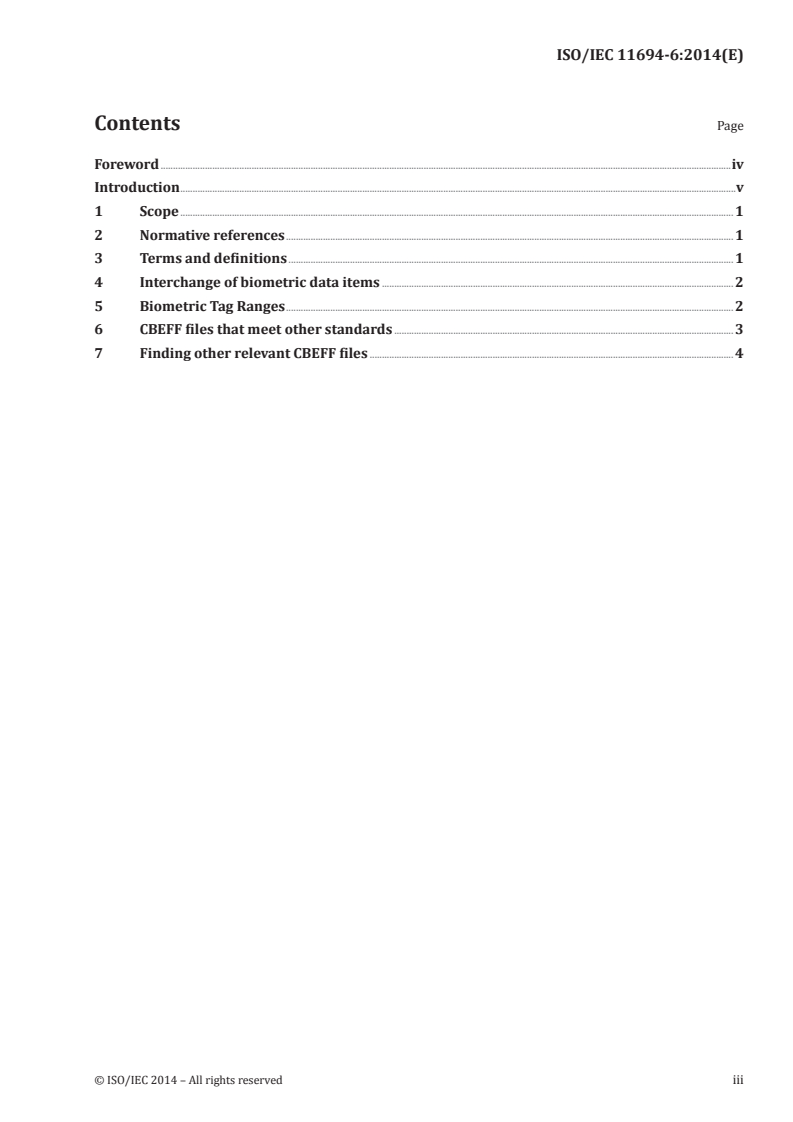 ISO/IEC 11694-6:2014 ISO/IEC 11694-6:2014 - Identification cards — Optical memory cards — Linear recording method — Part 6: Use of biometrics on an optical memory card/24/2014 - Page 3 preview