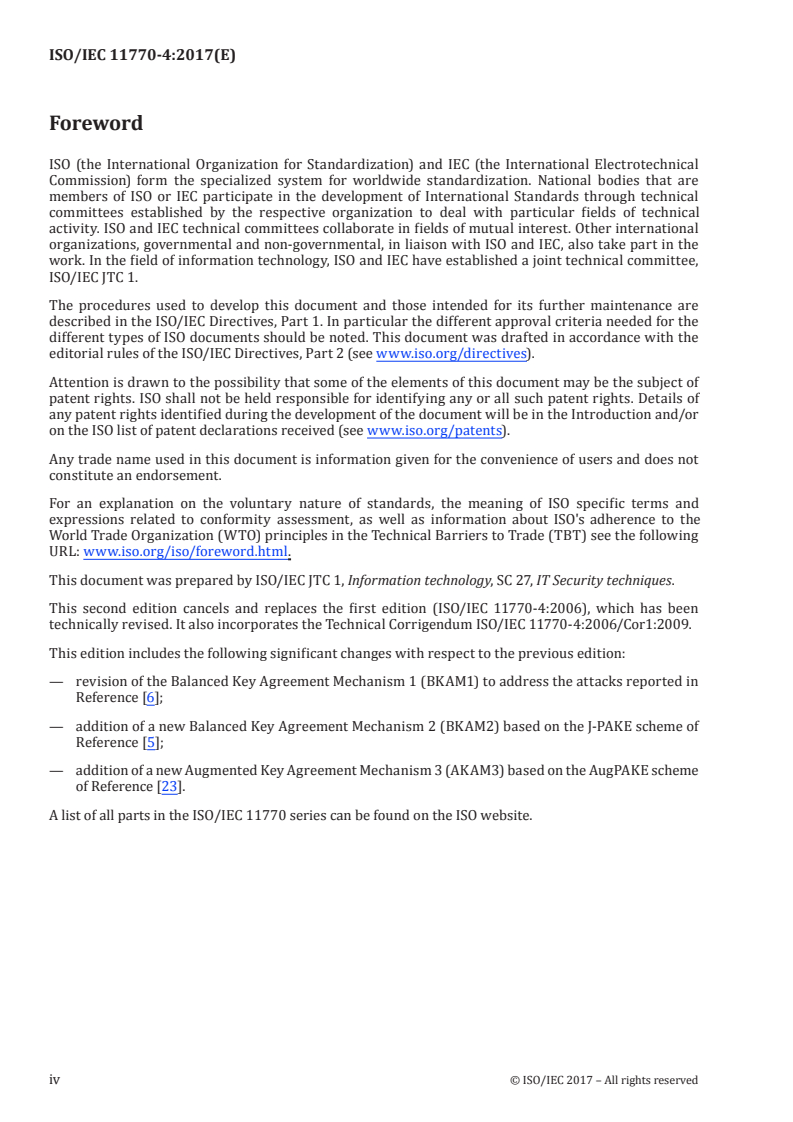ISO/IEC 11770-4:2017 ISO/IEC 11770-4:2017 - Information technology — Security techniques — Key management — Part 4: Mechanisms based on weak secrets/17/2017 - Page 4 preview