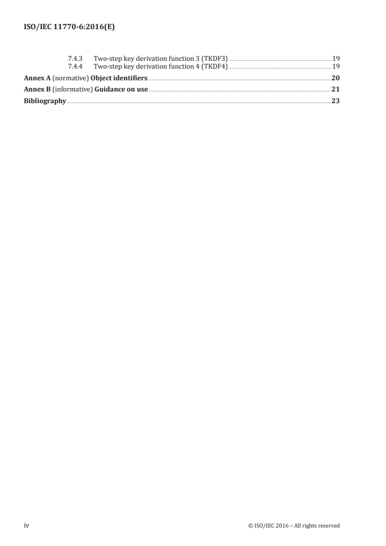ISO/IEC 11770-6:2016 ISO/IEC 11770-6:2016 - Information technology — Security techniques — Key management — Part 6: Key derivation/5/2016 - Page 4 preview