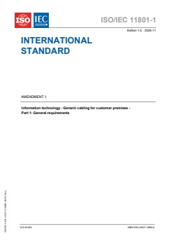 ISO/IEC 11801-1:2017/Amd 1:2025 - Information technology — Generic cabling for customer premises — Part 1: General requirements — Amendment 1
Released:12/2/2025 - Page 1 preview