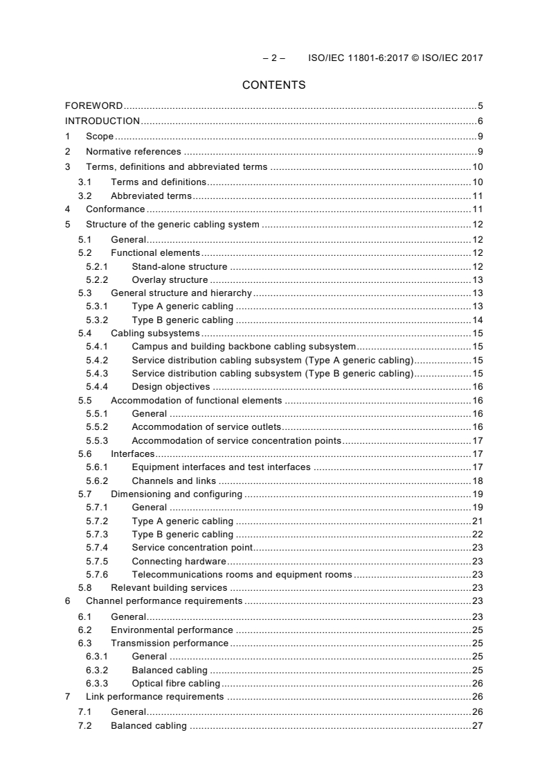 ISO/IEC 11801-6:2017 ISO/IEC 11801-6:2017 - Information technology — Generic cabling for customer premises — Part 6: Distributed building services/21/2017 - Page 4 preview