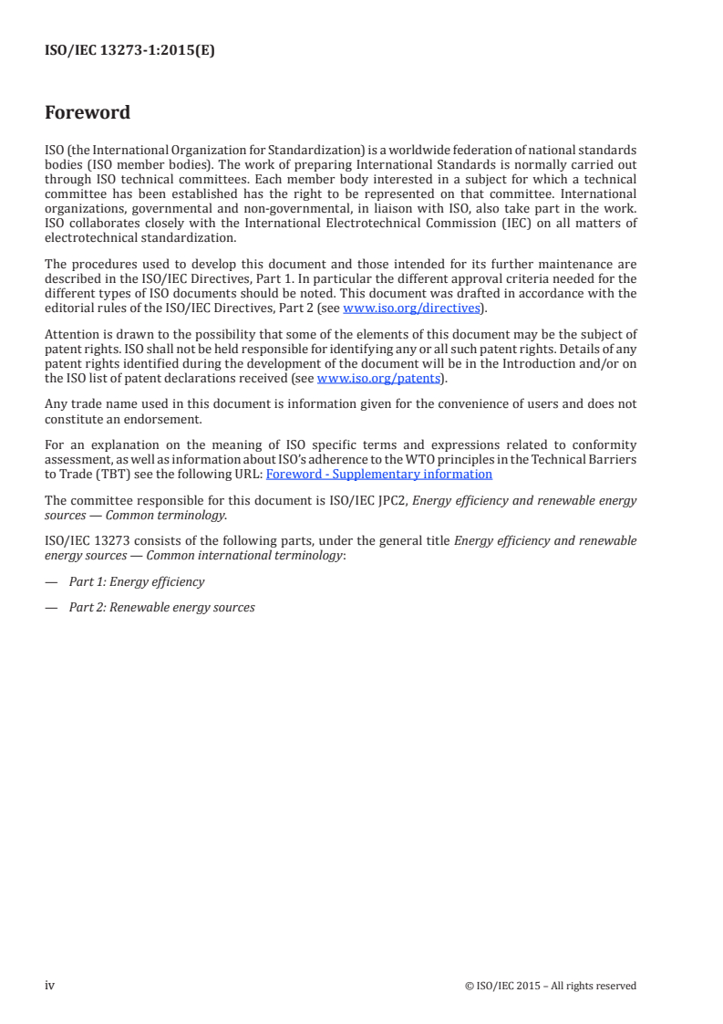ISO/IEC 13273-1:2015 ISO/IEC 13273-1:2015 - Energy efficiency and renewable energy sources — Common international terminology — Part 1: Energy efficiency/28/2015 - Page 4 preview