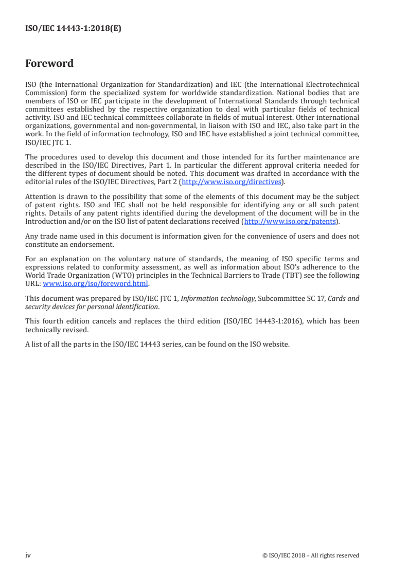 ISO/IEC 14443-1:2018 ISO/IEC 14443-1:2018 - Cards and security devices for personal identification — Contactless proximity objects — Part 1: Physical characteristics/12/2018 - Page 4 preview
