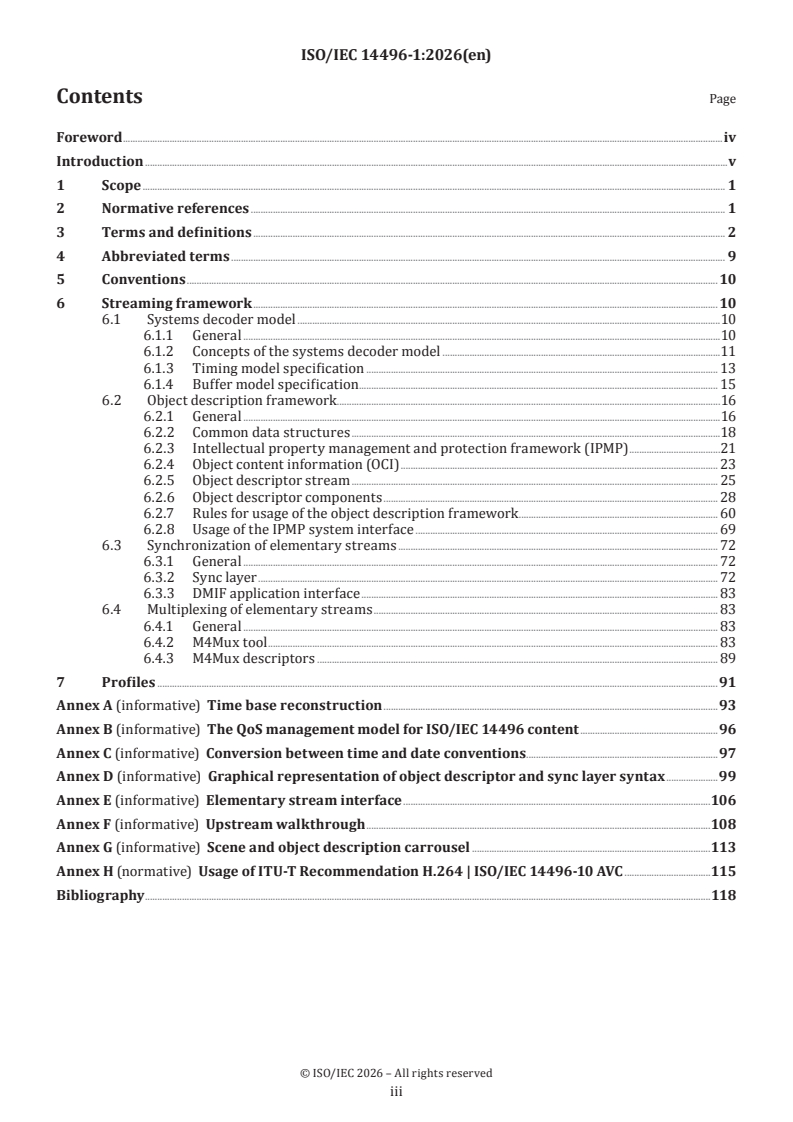 ISO/IEC 14496-1:2026 ISO/IEC 14496-1:2026 - Information technology — Coding of audio-visual objects — Part 1: Systems - Page 3 preview