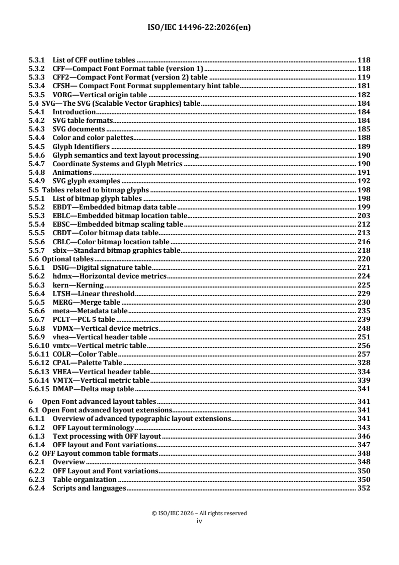 ISO/IEC 14496-22:2026 ISO/IEC 14496-22:2026 - Information technology — Coding of audio-visual objects — Part 22: Open font format - Page 4 preview