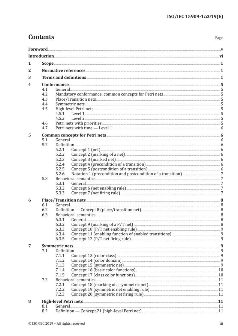 ISO/IEC 15909-1:2019 ISO/IEC 15909-1:2019 - Systems and software engineering — High-level Petri nets — Part 1: Concepts, definitions and graphical notation/27/2019 - Page 3 preview
