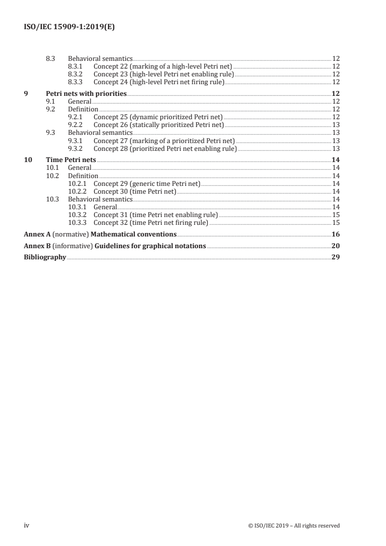 ISO/IEC 15909-1:2019 ISO/IEC 15909-1:2019 - Systems and software engineering — High-level Petri nets — Part 1: Concepts, definitions and graphical notation/27/2019 - Page 4 preview