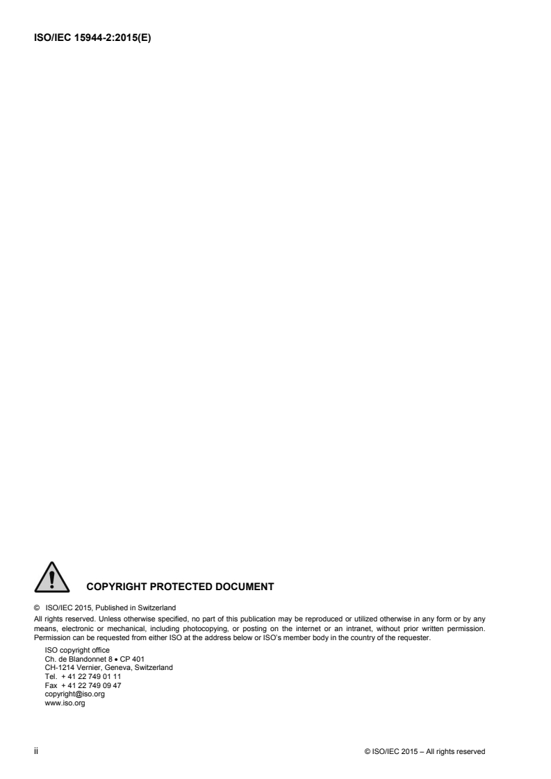 ISO/IEC 15944-2:2015 ISO/IEC 15944-2:2015 - Information technology — Business operational view — Part 2: Registration of scenarios and their components as business objects/28/2015 - Page 2 preview