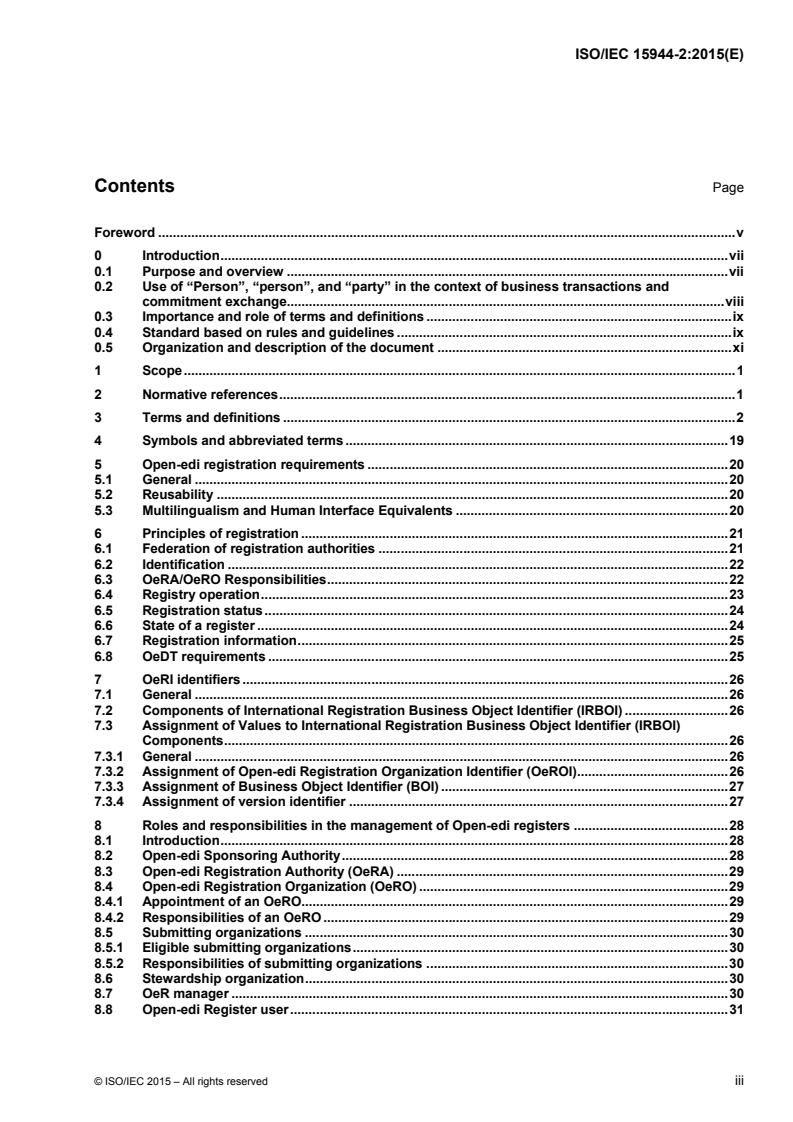 ISO/IEC 15944-2:2015 ISO/IEC 15944-2:2015 - Information technology — Business operational view — Part 2: Registration of scenarios and their components as business objects/28/2015 - Page 3 preview