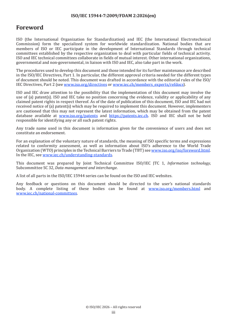 ISO/IEC 15944-7:2009/Amd 2 ISO/IEC 15944-7:2009/FDAmd 2 - Information technology — Business operational view — Part 7: eBusiness vocabulary — Amendment 2 - Page 3 preview