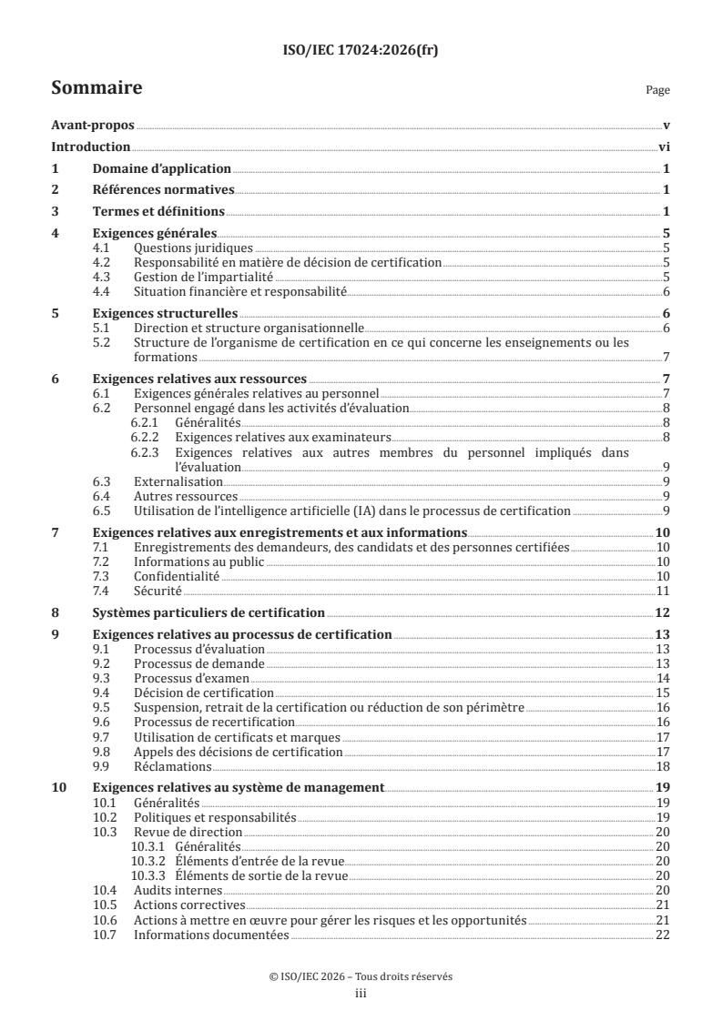 ISO/IEC 17024:2026 ISO/IEC 17024:2026 - Évaluation de la conformité — Exigences générales pour les organismes de certification procédant à la certification de personnes - Page 3 preview