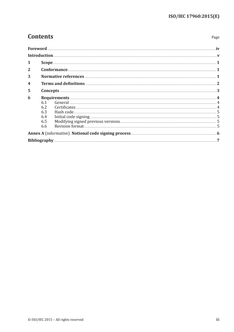 ISO/IEC 17960:2015 - Information technology — Programming languages, their environments and system software interfaces — Code signing for source code/17/2015 - Page 3 preview
