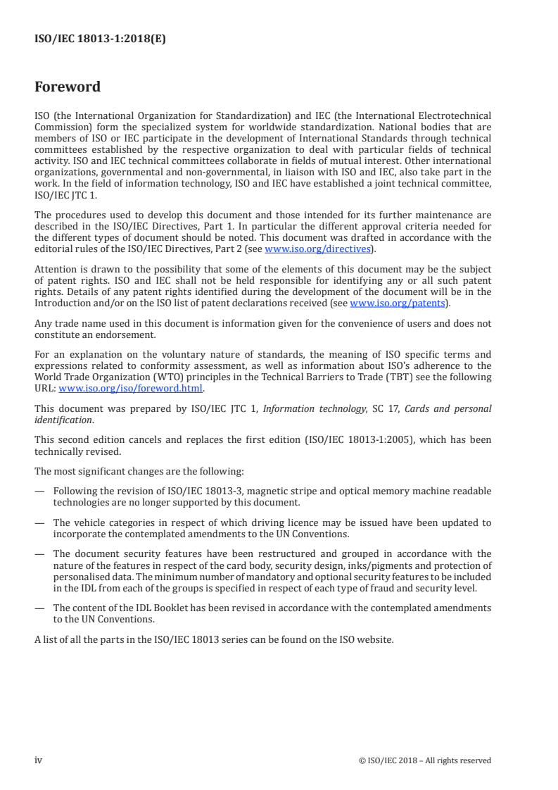 ISO/IEC 18013-1:2018 ISO/IEC 18013-1:2018 - Information technology — Personal identification — ISO-compliant driving licence — Part 1: Physical characteristics and basic data set/20/2018 - Page 4 preview