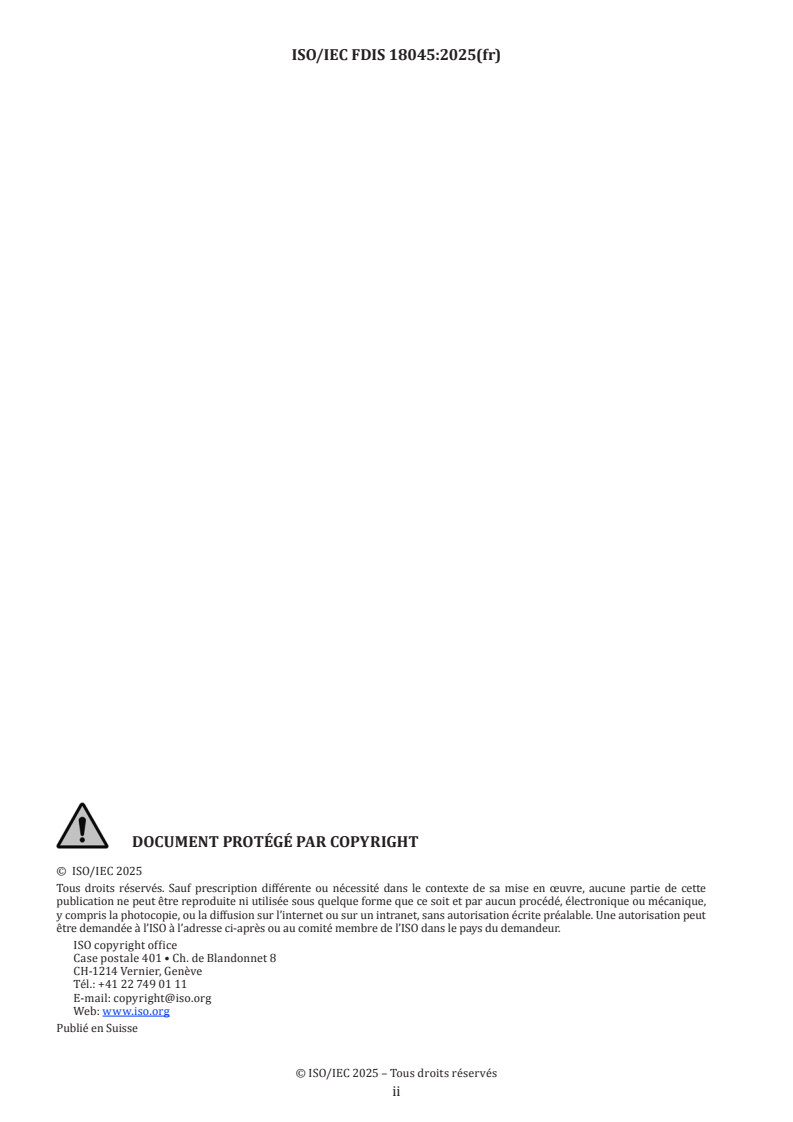ISO/IEC 18045 ISO/IEC 18045 - Sécurité de l'information, cybersécurité et protection de la vie privée — Critères d'évaluation pour la sécurité des technologies de l'information — Exigences et méthodologie pour l'évaluation de sécurité/17/2026 - Page 2 preview