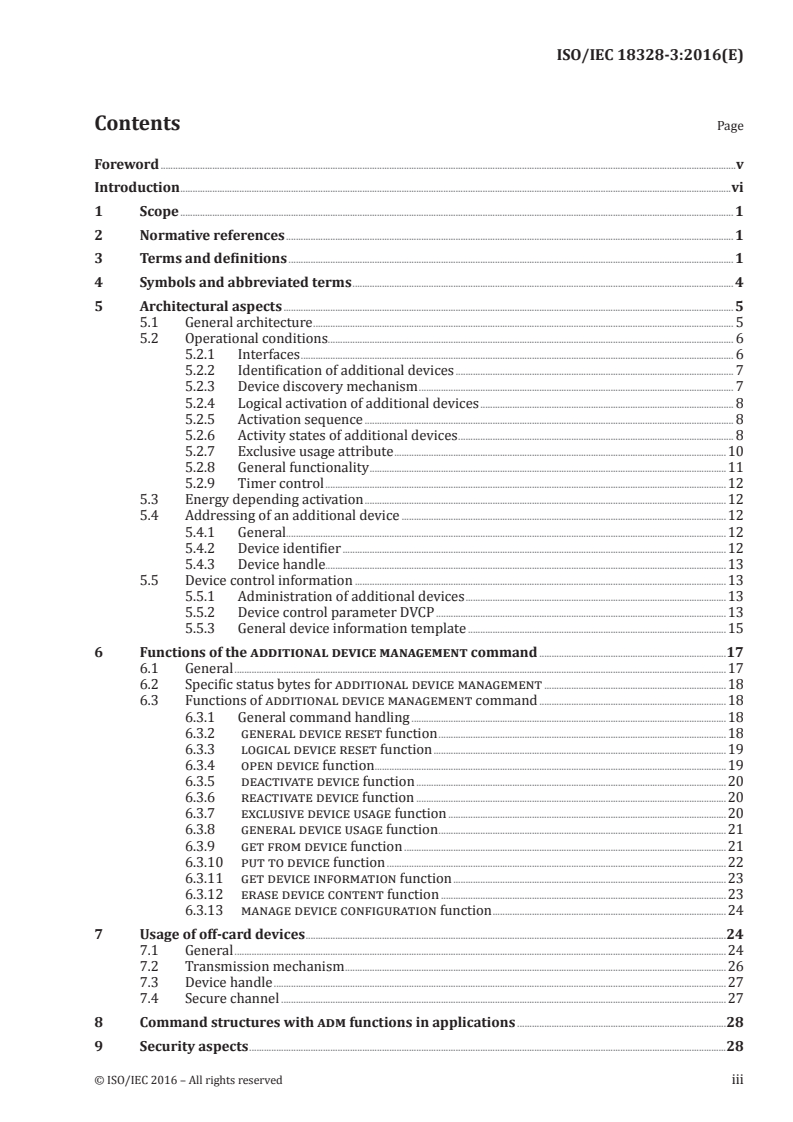 ISO/IEC 18328-3:2016 ISO/IEC 18328-3:2016 - Identification cards — ICC-managed devices — Part 3: Organization, security and commands for interchange/14/2016 - Page 3 preview