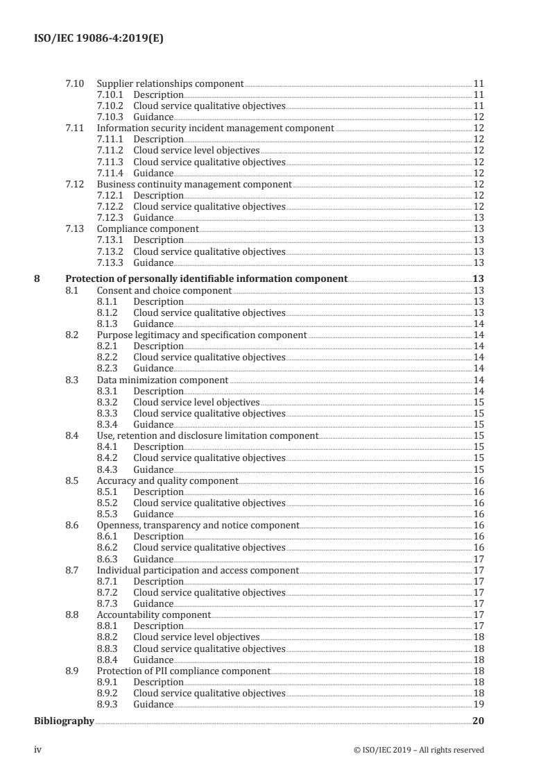 ISO/IEC 19086-4:2019 ISO/IEC 19086-4:2019 - Cloud computing — Service level agreement (SLA) framework — Part 4: Components of security and of protection of PII/29/2019 - Page 4 preview