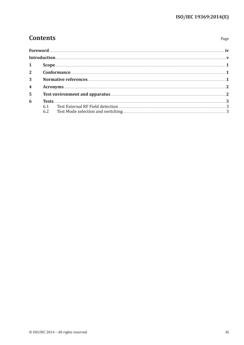 ISO/IEC 19369:2014 ISO/IEC 19369:2014 - Information technology — Telecommunications and information exchange between systems — NFCIP-2 test methods/20/2014 - Page 3 preview