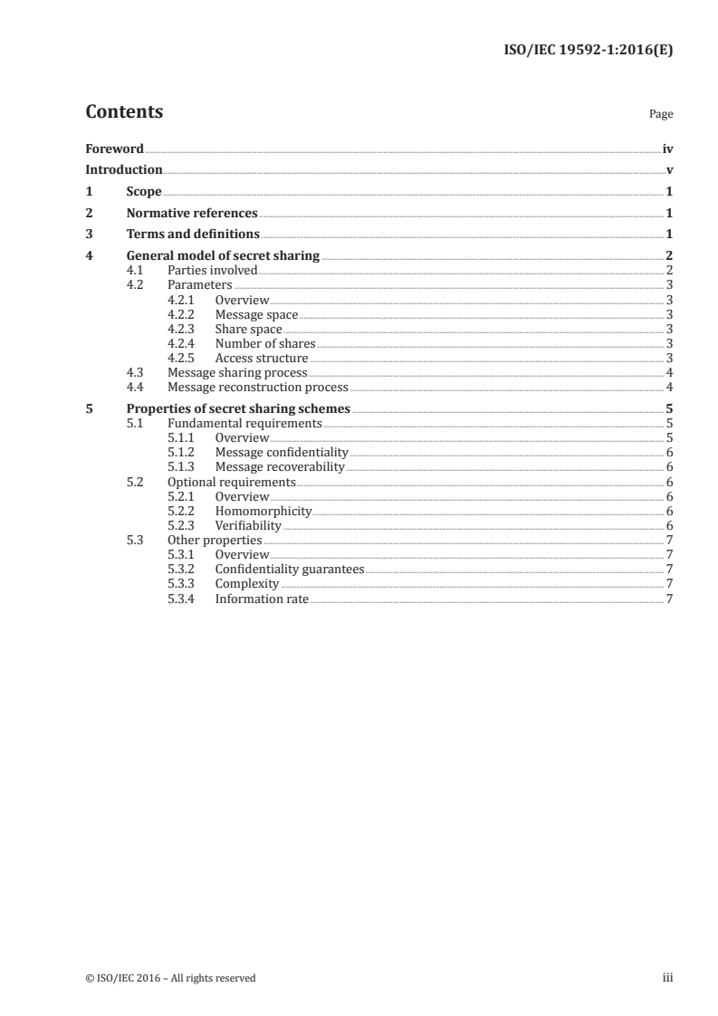 ISO/IEC 19592-1:2016 ISO/IEC 19592-1:2016 - Information technology — Security techniques — Secret sharing — Part 1: General/4/2016 - Page 3 preview