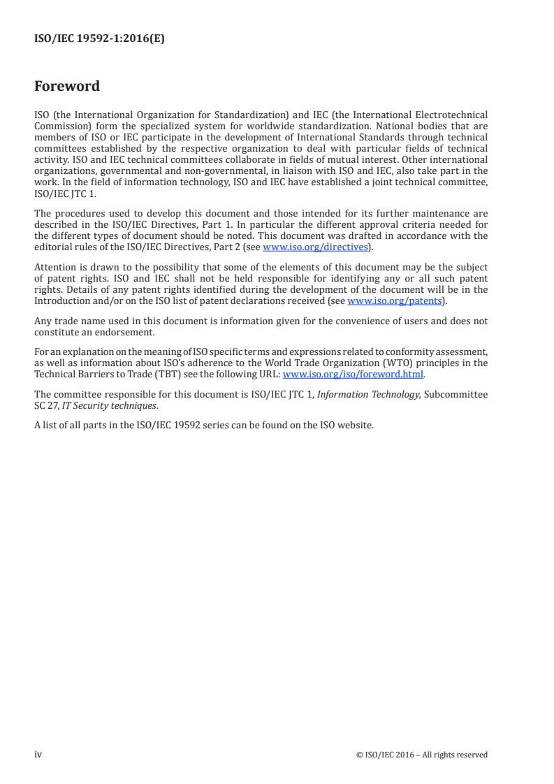ISO/IEC 19592-1:2016 ISO/IEC 19592-1:2016 - Information technology — Security techniques — Secret sharing — Part 1: General/4/2016 - Page 4 preview