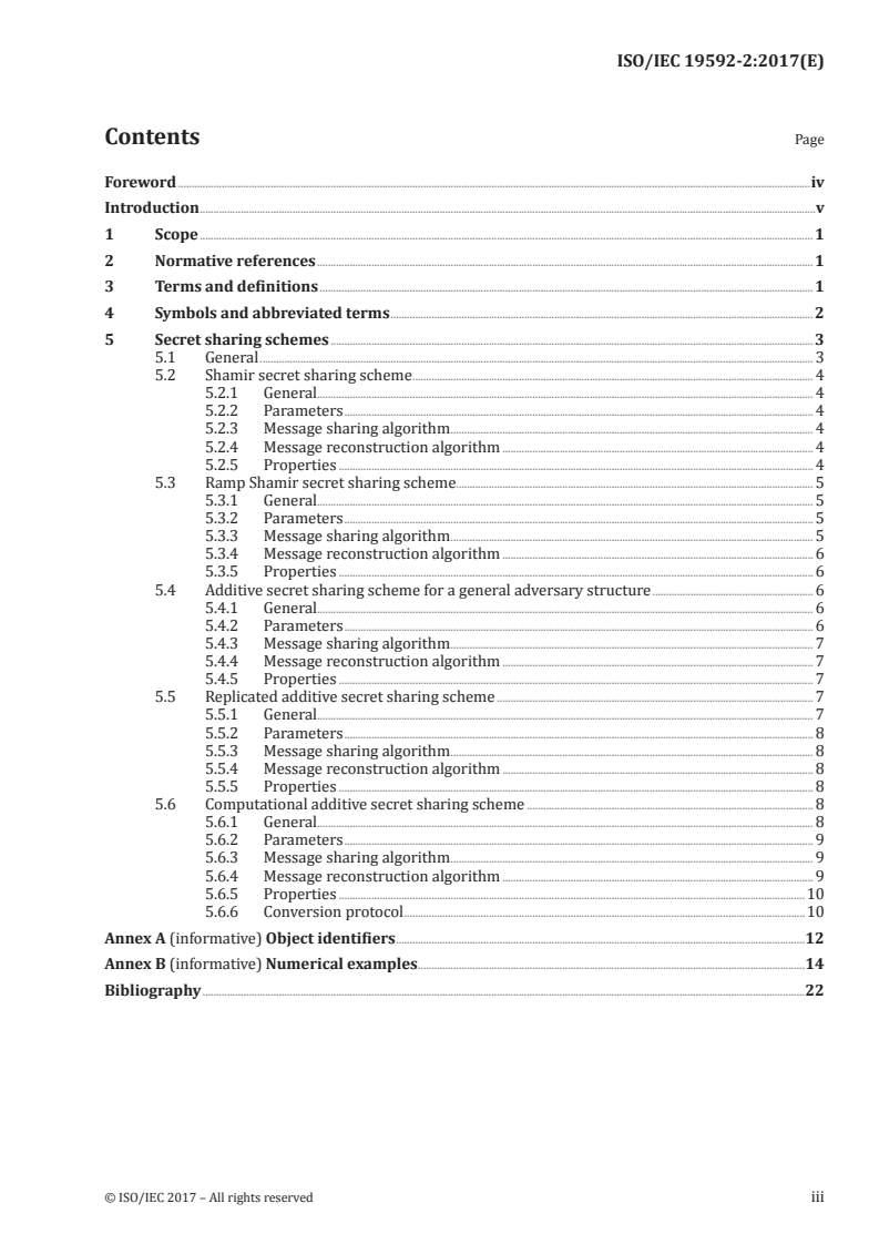 ISO/IEC 19592-2:2017 ISO/IEC 19592-2:2017 - Information technology — Security techniques — Secret sharing — Part 2: Fundamental mechanisms/18/2017 - Page 3 preview