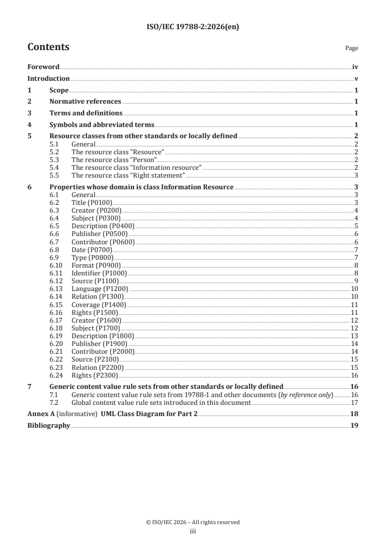 ISO/IEC 19788-2:2026 ISO/IEC 19788-2:2026 - Information technology for learning, education and training — Metadata for learning resources — Part 2: Dublin Core properties - Page 3 preview