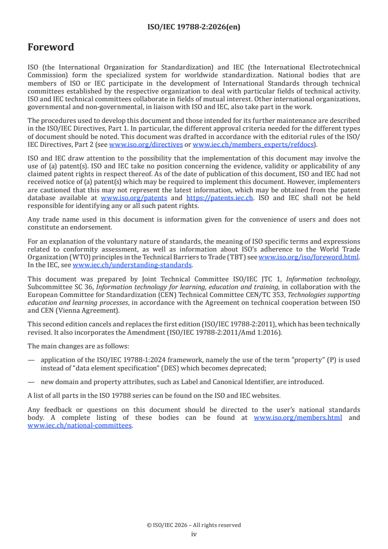 ISO/IEC 19788-2:2026 ISO/IEC 19788-2:2026 - Information technology for learning, education and training — Metadata for learning resources — Part 2: Dublin Core properties - Page 4 preview