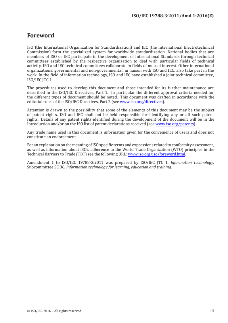 ISO/IEC 19788-3:2011/Amd 1:2016 ISO/IEC 19788-3:2011/Amd 1:2016 - Information technology — Learning, education and training — Metadata for learning resources — Part 3: Basic application profile — Amendment 1/1/2016 - Page 3 preview