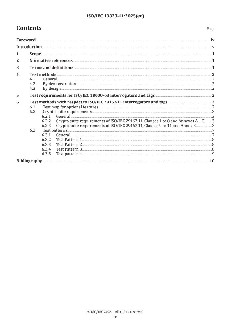 ISO/IEC 19823-11:2025 ISO/IEC 19823-11:2025 - Information technology — Conformance test methods for security service crypto suites — Part 11: Crypto suite PRESENT-80
Released:19. 09. 2025 - Page 3 preview