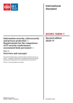 ISO/IEC 19896-1:2025 ISO/IEC 19896-1:2025 - Information security, cybersecurity and privacy protection — Requirements for the competence of IT security conformance assessment body personnel — Part 1: Overview and concepts
Released:19. 11. 2025 - Page 1 preview