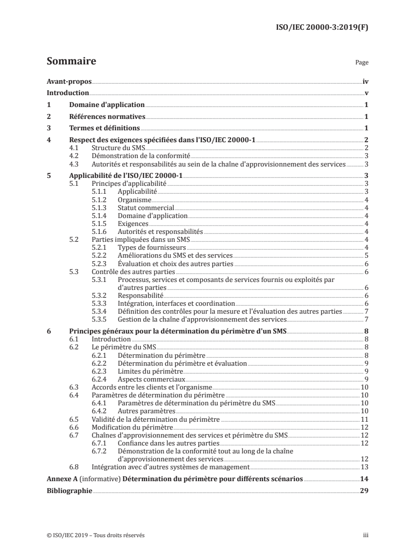 ISO/IEC 20000-3:2019 ISO/IEC 20000-3:2019 - Technologies de l'information — Gestion des services — Partie 3: Recommandations pour la détermination du périmètre et l'applicabilité de l'ISO/IEC 20000-1/19/2019 - Page 3 preview