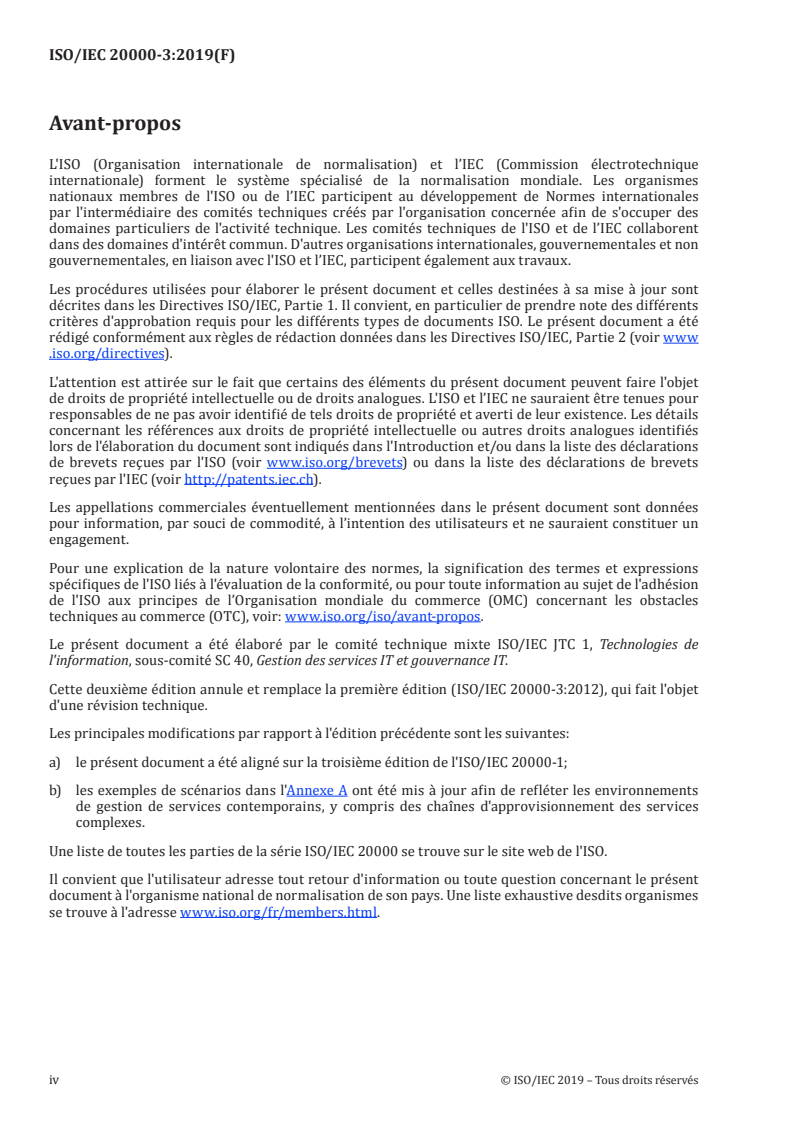 ISO/IEC 20000-3:2019 ISO/IEC 20000-3:2019 - Technologies de l'information — Gestion des services — Partie 3: Recommandations pour la détermination du périmètre et l'applicabilité de l'ISO/IEC 20000-1/19/2019 - Page 4 preview