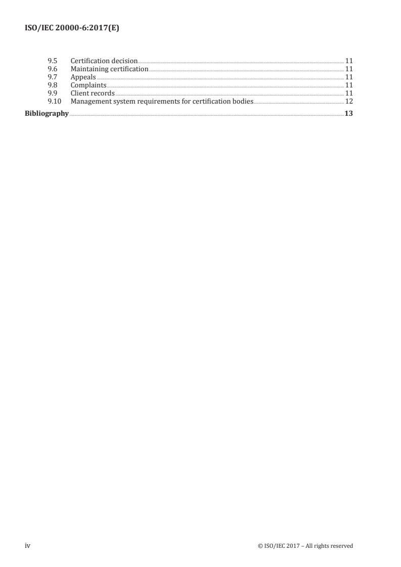 ISO/IEC 20000-6:2017 ISO/IEC 20000-6:2017 - Information technology — Service management — Part 6: Requirements for bodies providing audit and certification of service management systems/6/2017 - Page 4 preview