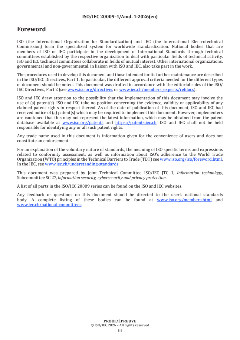 ISO/IEC 20009-4:2017/Amd 1 ISO/IEC 20009-4:2017/PRF Amd 1 - Information technology — Security techniques — Anonymous entity authentication — Part 4: Mechanisms based on weak secrets — Amendment 1 - Page 3 preview