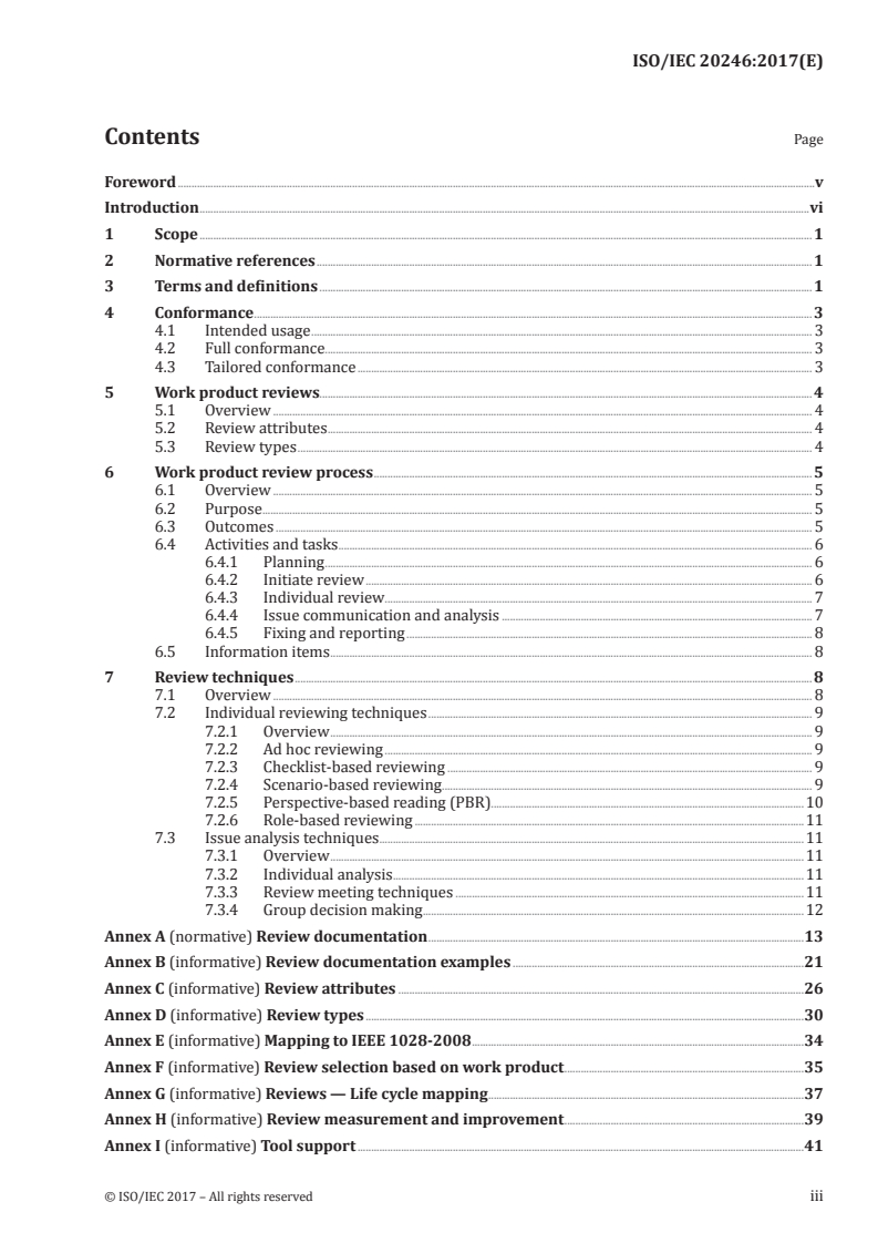 ISO/IEC 20246:2017 ISO/IEC 20246:2017 - Software and systems engineering — Work product reviews/27/2017 - Page 3 preview