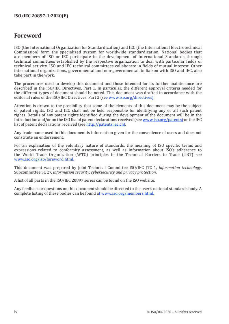 ISO/IEC 20897-1:2020 ISO/IEC 20897-1:2020 - Information security, cybersecurity and privacy protection — Physically unclonable functions — Part 1: Security requirements/9/2020 - Page 4 preview